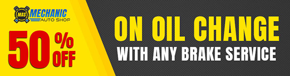 50% OFF ON OIL CHANGE WITH ANY BRAKE SERVICE
